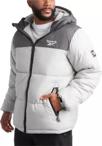 Reebok Men's Puffer Jacket - Heavyweight Quilted Puffer Coat with Wide Hood - XL - Picture 1 of 6