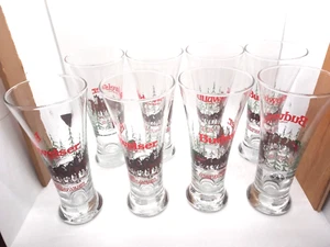 Vintage 1992 Budweiser Clydesdale Christmas Pilsner Beer Glasses Set of 8, EUC - Picture 1 of 6