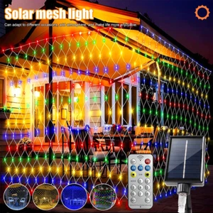 Solar LED Lichternetz Lichtervorhang 3x2/1.5x1.5m Lichterkette mit Fernbedienung - Bild 1 von 37