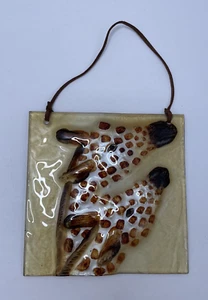 Jirafa Vidrio Fundido Colgante de Pared Atrapasol Reverso Pintado Cuero Cordón - Usado en Excelente Condición - Imagen 1 de 4