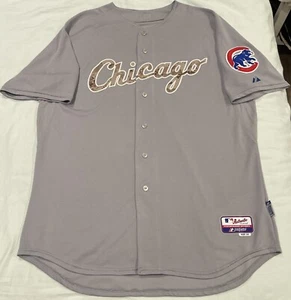 Rare Authentic Majestic Chicago Cubs Memorial Day Camo On Field Jersey 56 - Picture 1 of 5