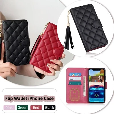 For iPhone 17 16 Pro Max Air 15 14 Plus 13 12 Flip Wallet Card Holder Case Cover - Image 1 of 4