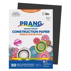 Prang Formerly SunWorks Construction Paper Black 9" x 12" 50 Sheets - Picture 1 of 7