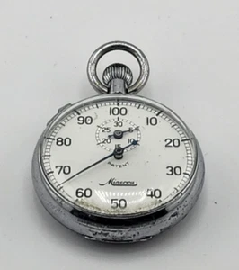 Minerva Vintage Pocket Stop Watch Swiss Made 7 Jewels Working! RARE!!! - Picture 1 of 11