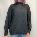 Primark Womens Beaded Bubble Sleeve Sweater Charcoal Grey Gray Xxl 2Xl 18 20 Nwt