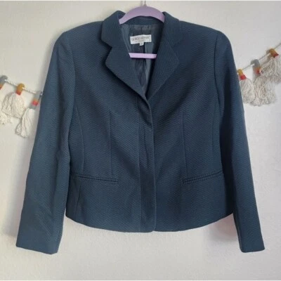 Giorgio Armani Herringbone Green Wool 3 Button Down Blazer Contemporary Designer - Image 1 of 4