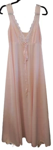 VTG 80s OLGA SLEEPING PRETTY PINK NYLON LACE NIGHTGOWN SIZE 34 EUC - Picture 1 of 7