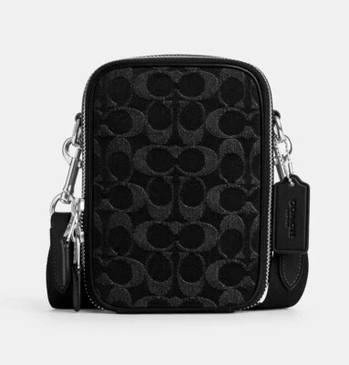 NWT Coach Stanton Crossbody In Signature Denim Silver /Black CAJ44 - Image 1 of 4