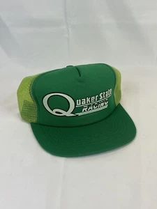 Vtg Quaker State Racing Snapback Mesh Snap-Back Trucker Hat Cap Oil Nascar 80s - Picture 1 of 5