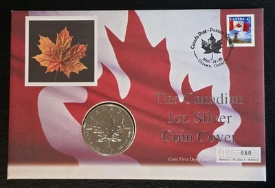 2001 Canadian Maple Leaf 1 Oz Fine Silver Coin Cover - Image 1 of 4