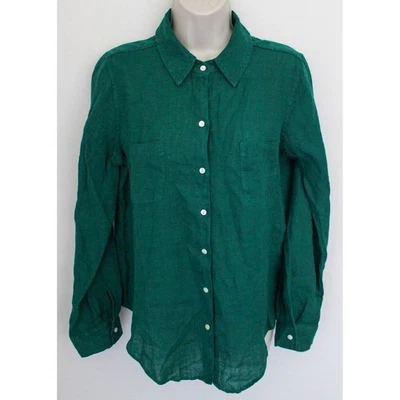 Маленькая зеленая льняная рубашка Lilly Pulitzer на пуговицах с длинным рукавом - Изображение 1 из 4