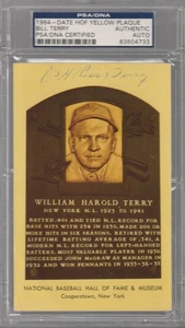 William H. Bill Terry (d.1989) Signed Gold Hall of Fame Plaque Postcard HOF PSA - Picture 1 of 1
