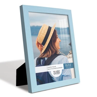 Renditions Gallery 8x10 Picture Frame Modern Wood Pattern HD Glass Blue - Image 1 of 4