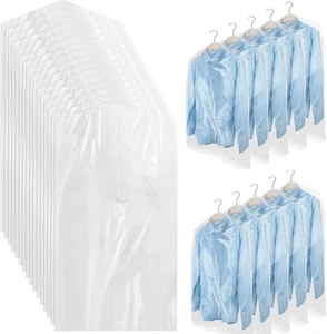 Paquete de 100 bolsas de tintorería, bolsas de plástico transparentes para ropa, a prueba de polvo - Imagen 1 de 7