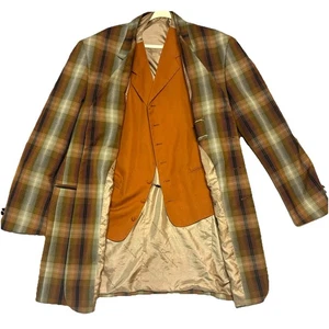 Blazer e gilet uomo lungo a quadri arancione ruggine paraocchi Gatsby retrò Dapper 46 - Foto 1 di 12
