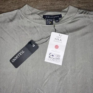 NWT Tulliano Mens Size 2XL Olive Gray Green 100% Silk Shirt - Picture 1 of 5