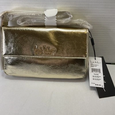 Nicole Miller Gold Vegan Leather Handbag Shoulder Bag NWT $60 - Image 1 of 4