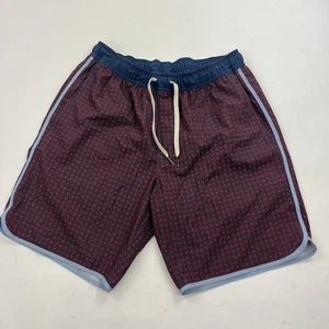 Fair Harbor Geometric Red Blue Lined Men’s Bathing Suit Swim Trunks Size Medium - Bild 1 von 10