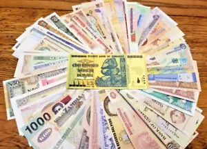 🔥 51 sztuk różnych walut światowych banknoty obce partia nieobiegowa z BONUSEM - Zdjęcie 1 z 8