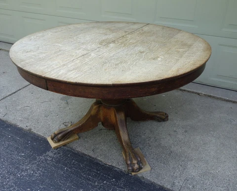 48" Round Solid Oak Pedestal Table - Claw Feet Cover