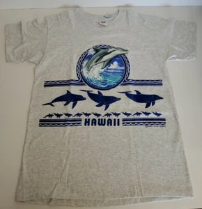 Vintage Aloha Hawaii Dolphin Single Stitch Anvil Size Large Pacific Splash Shirt - Picture 1 of 10