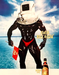 LICOR KAHLÚA — RECETA DE CÓCTEL RUSO NEGRO — BANDERA SOVIÉTICA — ANUNCIO IMPRESO ORIGINAL 1999 - Imagen 1 de 1