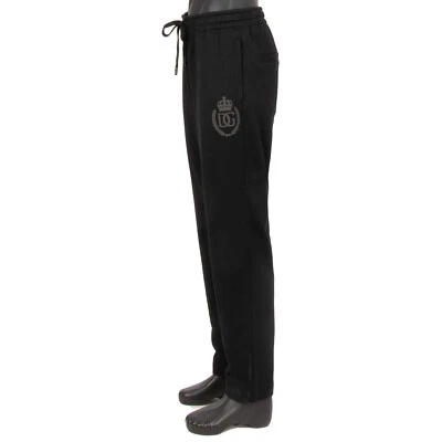 DOLCE & GABBANA Cotton Jogging Pants Trousers DG Crown Logo Black  - Image 1 of 4