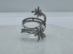 Eleganter Schneeflocken Design Ring mit funkelndem Zirkonia Stein ideales Geschenk für Frauen - Bild 1 von 5