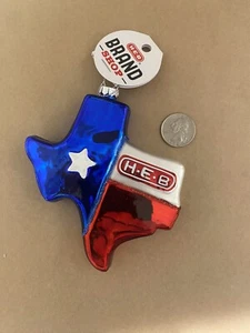 HEB Supermarkt LIMITIERTE EDITION Glasornament 2023 rot blau Texas Stern mit Etikett - Bild 1 von 3