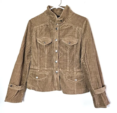 Chaqueta Elástica Willi Smith Lt Marrón Ajustada Pana TALLA 8 Bolsillos De Colección Y2K Foto 1 de 4