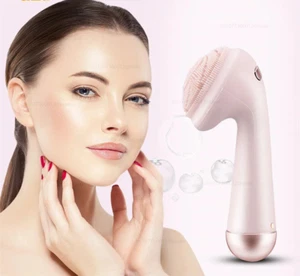 Electric Facial Cleansing Brush Silicone Scrubber Rechargeable Pore Exfoliator - Picture 1 of 23