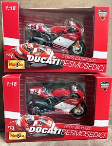 Maisto 1:18 Motorcycles Motor GP Ducati 998 #65 Loris #12 Troy Set of 2 Rare 