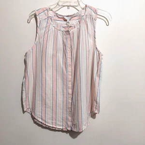 Lucky Brand Womens SP Lightweight Sleeveless Blouse Button Up Summer Breathable - Picture 1 of 12