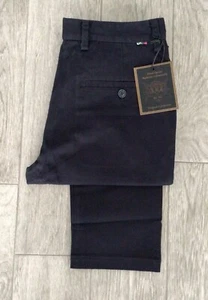 PANTALONI CHINO SLIM FIT DA UOMO MERC LONDON STILE BLU SCURO BROCKLEY W32 - L32 - Foto 1 di 3