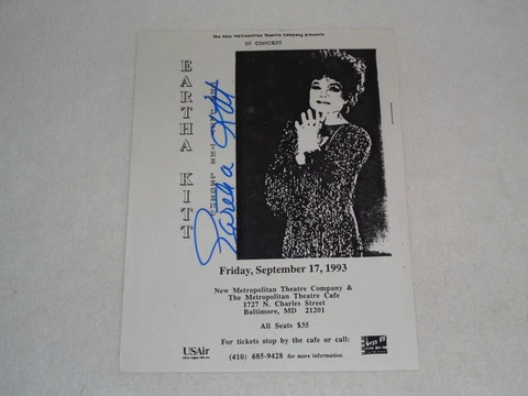 Eartha Kitt SIGNED 1993 Original Baltimore Concert Flyer Cover