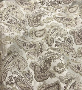 Ivory Brown Paisley upholstery drapery fabric 50” width sold by the yard - Picture 1 of 5