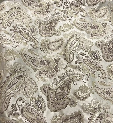 Tecido de cortina para estofados paisley marrom marfim 50” largura vendido por jarda - Imagem 1 de 4