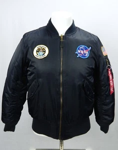 Alpha Industries ma-1 NASA Apollo Blue Flight Bomber Jacket Youth Medium - Picture 1 of 8
