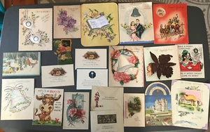 Vintage 1940's Greeting Card Lot, 21 Pieces, Used, Christmas, Wedding, & More - Picture 1 of 9
