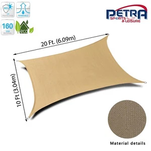 Sombra de vela rectangular de 20x10 pies de Petra. Tela duradera para patio exterior. Arena del desierto - Imagen 1 de 4