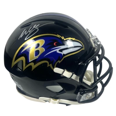Minicasco de velocidad firmado por Willis McGahee Ravens Beckett Witness certificado de autenticidad BAS Foto 1 de 3