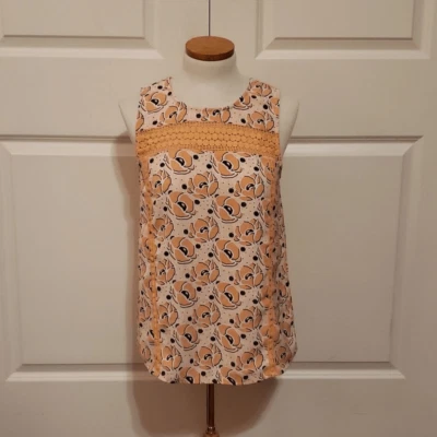 Camiseta sin mangas Stitch Fix Market & Spruce Crochet detallada melocotón floral talla pequeña NUEVA Foto 1 de 4