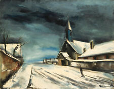 Maurice De Vlaminck Snow Road With Church Canvas Print 16 x 20    # 4886