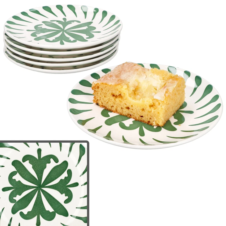 6x Wald grün Kuchenteller Steingut 6 Pers. Dessertteller Frühstück Weihnachten  - Bild 1 von 4