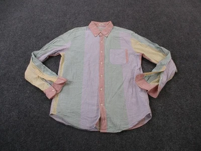 J Crew Shirt Men M Colorful Striped Seersucker Slim Business Golf Preppy Beach - Image 1 of 4