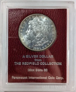 1880-S Morgan Silber Dollar Redfield Sammlung Stempelglanz roter Paramount Halter getönt - Bild 1 von 2