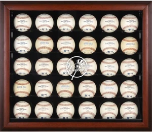 Yankees Logo Mahogany Framed 30-Ball Display Case - Picture 1 of 1