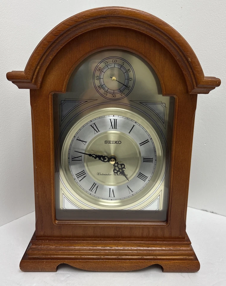 Seiko QXJ113BLH Mantel Clock Chime Melody Dial Roman Numbers - Image 1 of 4