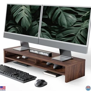 Soporte para monitor Fenge, elevador para monitor de computadora de 31,5 pulgadas para escritorio, madera de 2 niveles - Imagen 1 de 6
