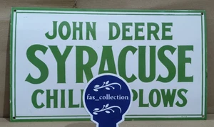 John Deere Syracuse Porcelain Enamel Sign 24 x 14 Inches 1 Sided - Picture 1 of 4